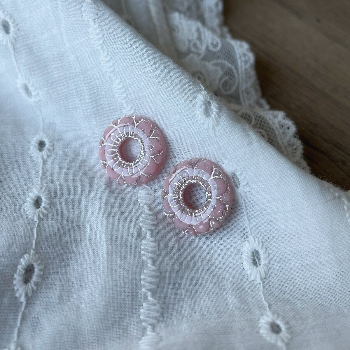 Créoles Anneaux - Rose poudré/argent