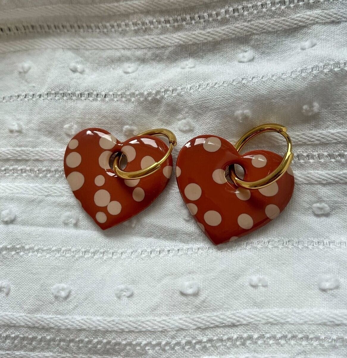 Créoles Cœur - Marron à pois