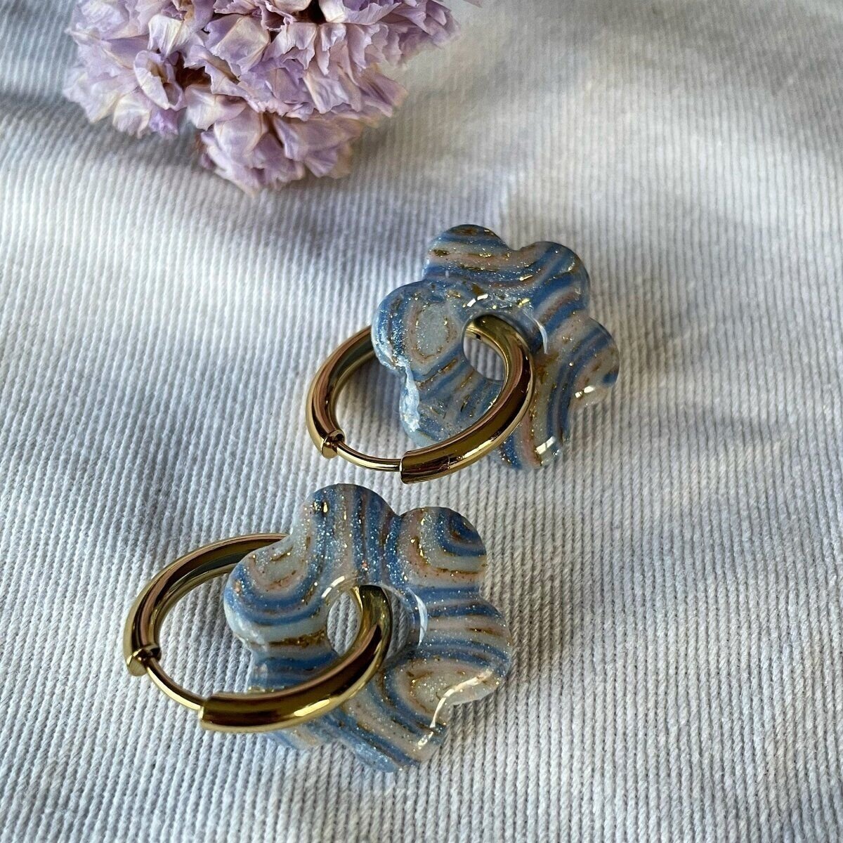 Créoles Flora - Bleu Pailleté