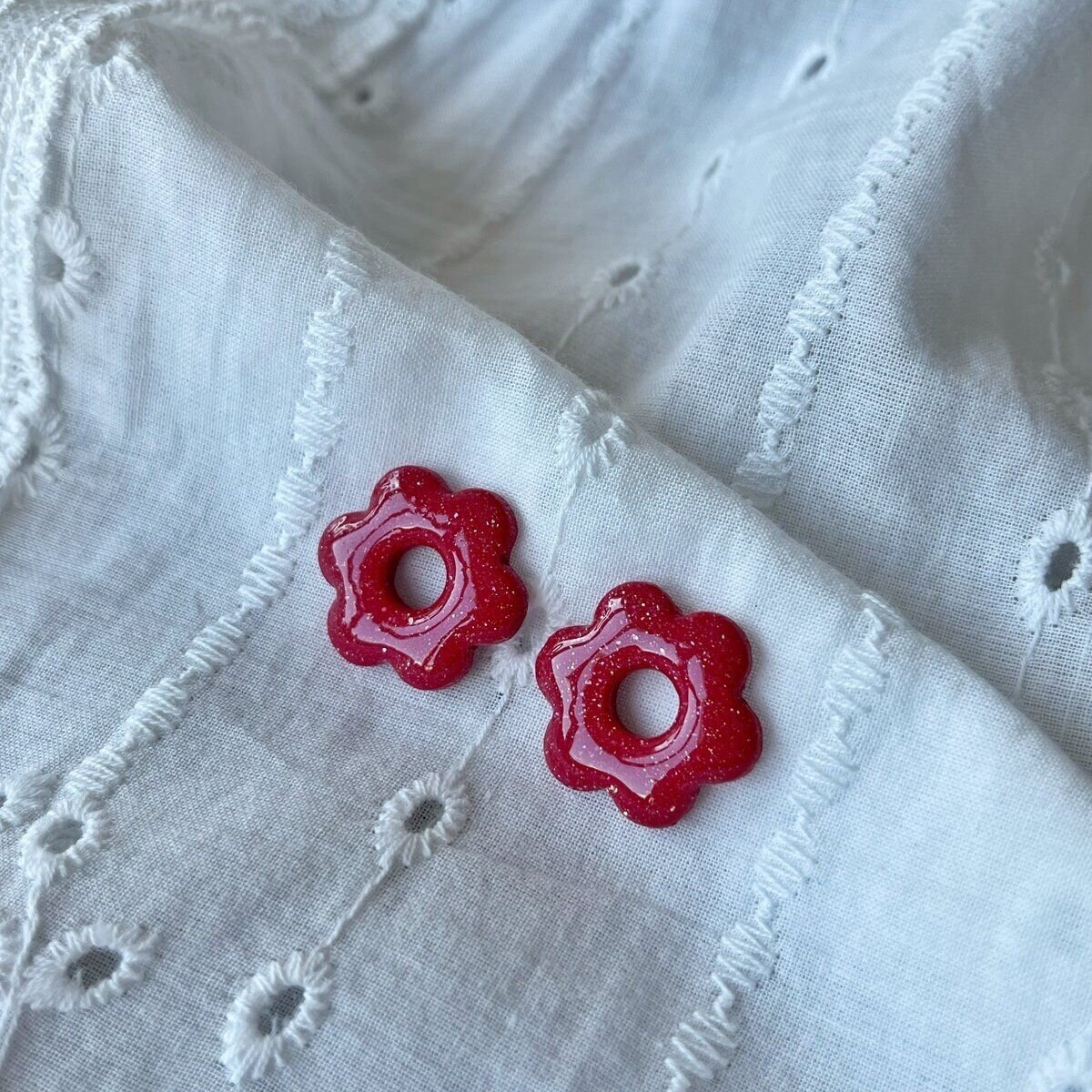 Créoles Flora - Rouge rubis pailleté